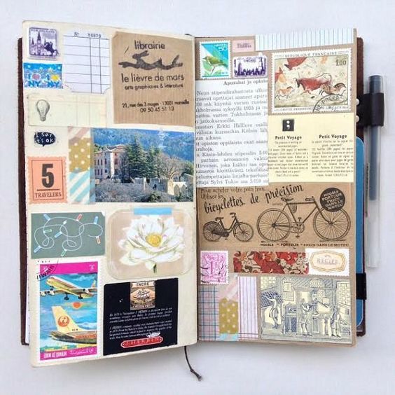 Art journal pages for inspiration, ideas, and technique. Keeping a scrapbook, travel journal, or sketchbook