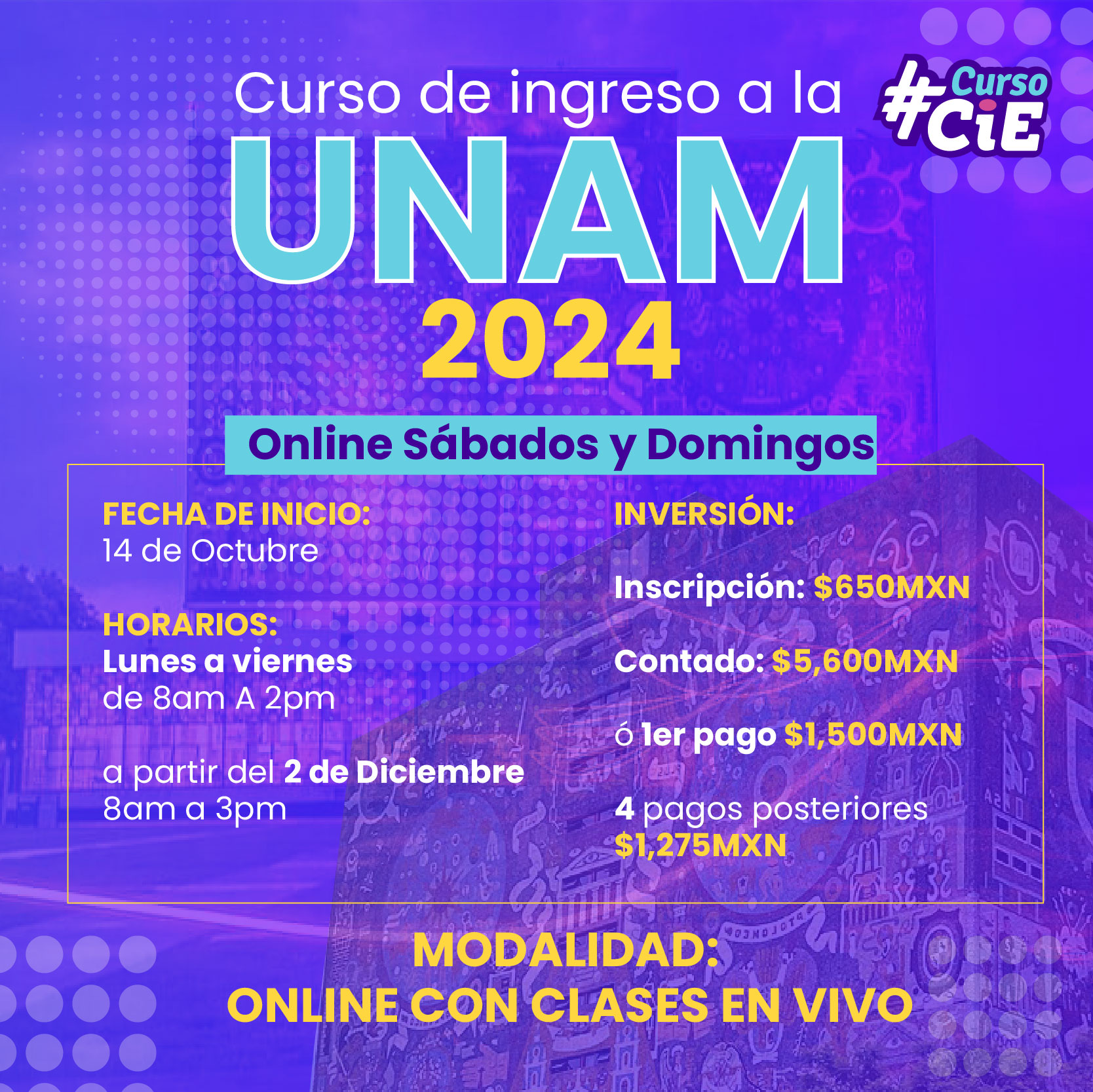 Aprueba tu examen de ingreso UNAM 2024 con esta metodología Curso CIE