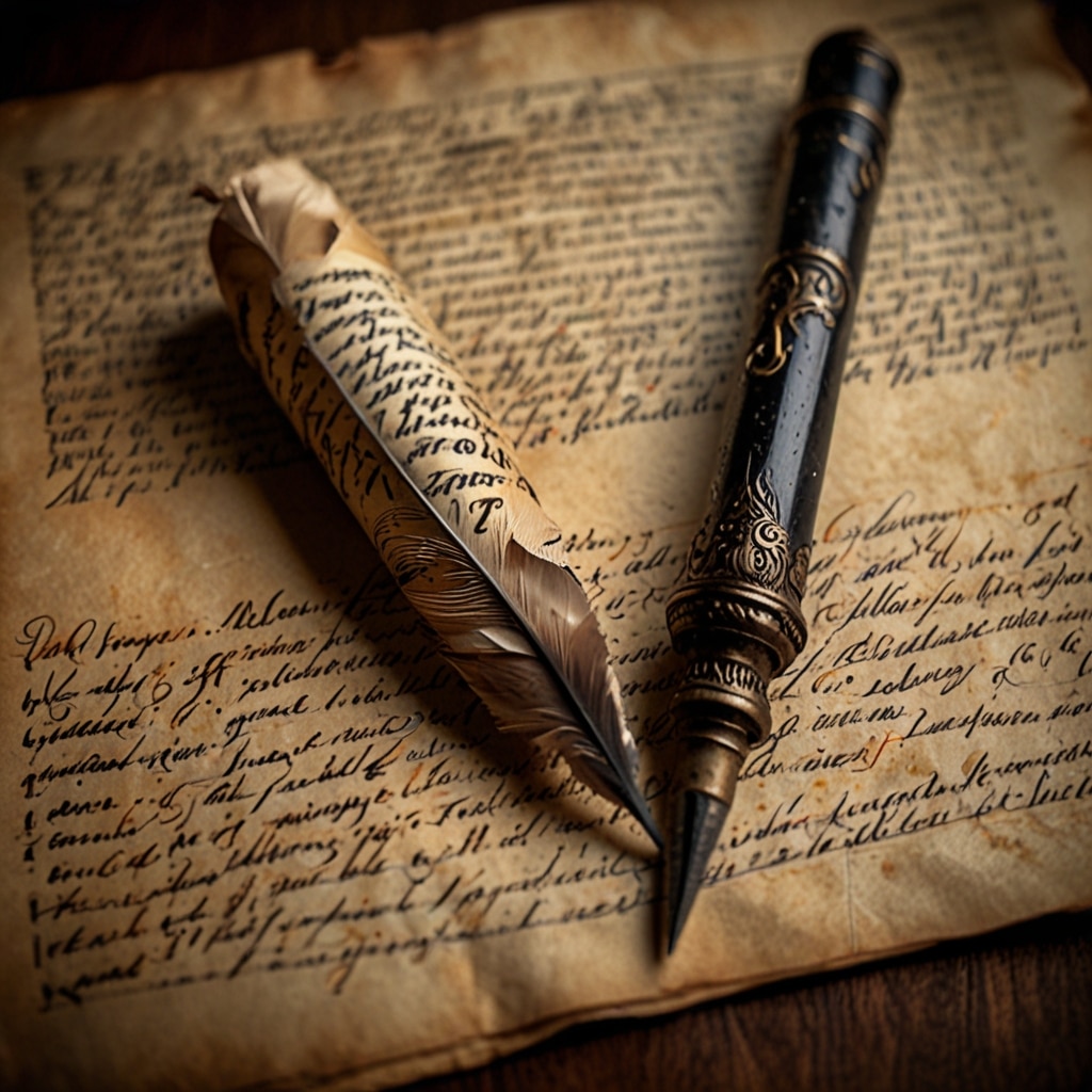 Pluma escribiendo poesía barroca