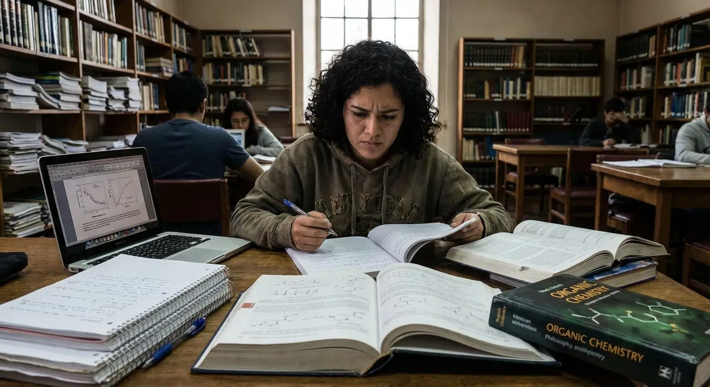 Estudiante preparándose para carreras difíciles