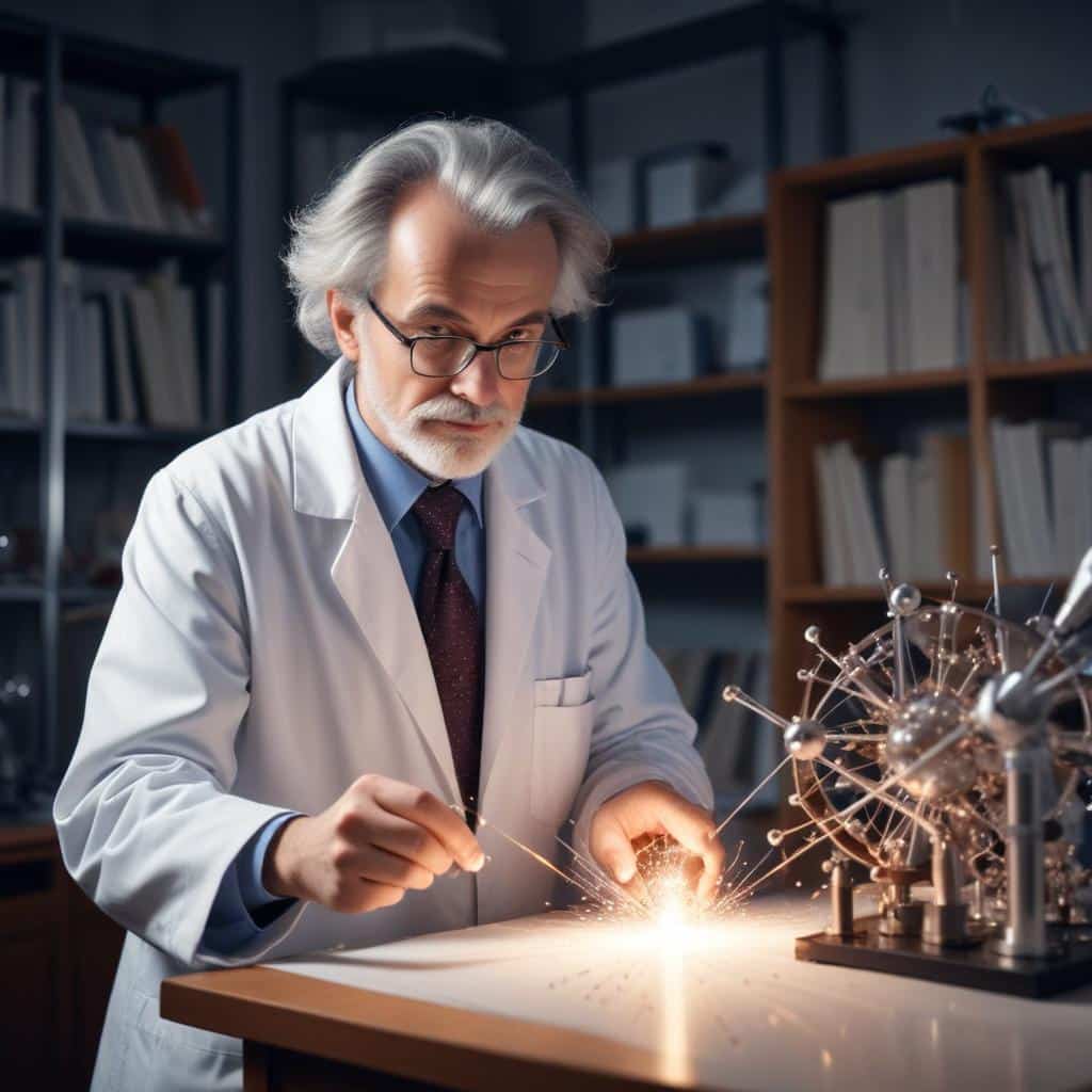 Científico investigando en laboratorio de física