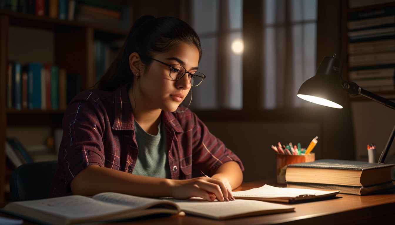 Estudiante estudiando efectivamente