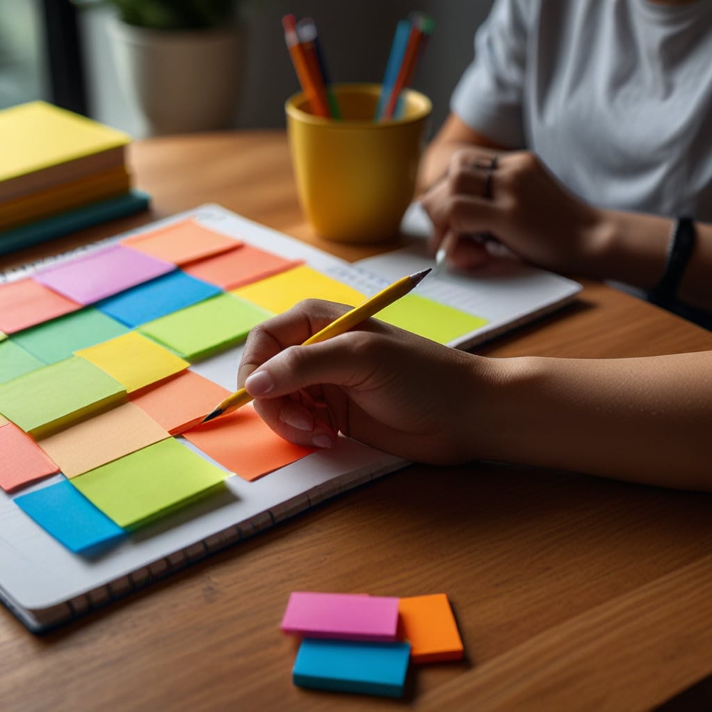Notas organizadas con colores