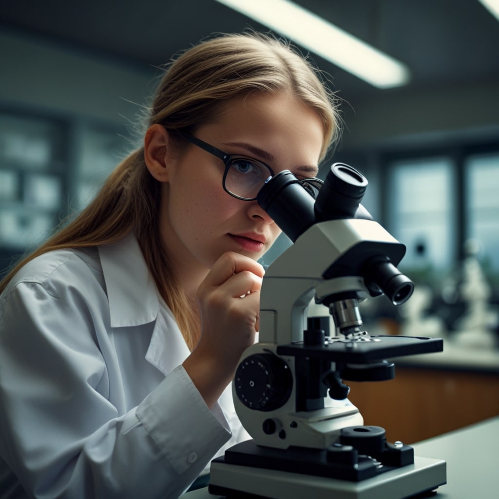 Estudiante en laboratorio de biología