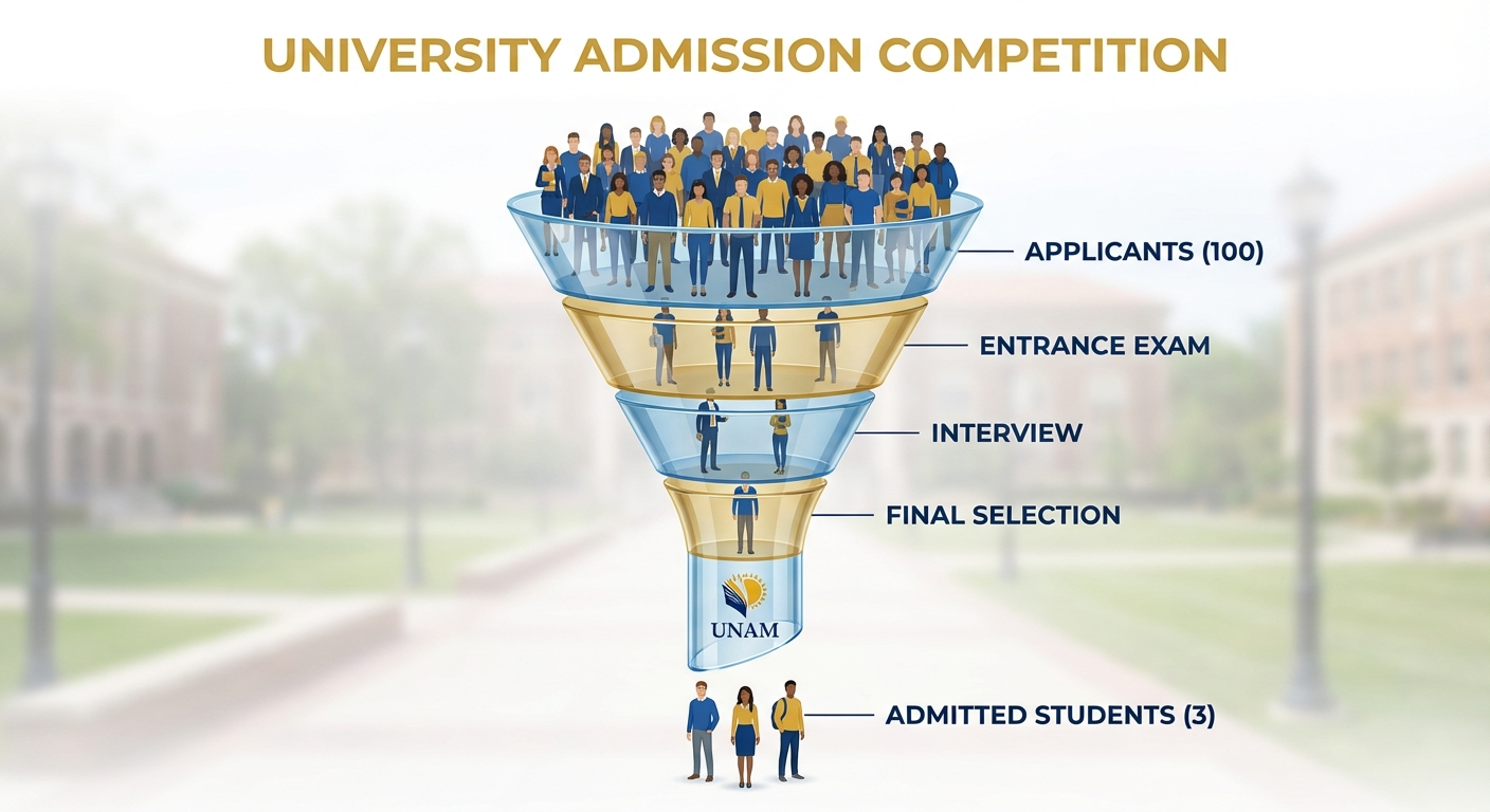 10 carreras con más demanda en la UNAM Tasa de aceptación UNAM - Solo 3 de cada 100 entran a Medicina