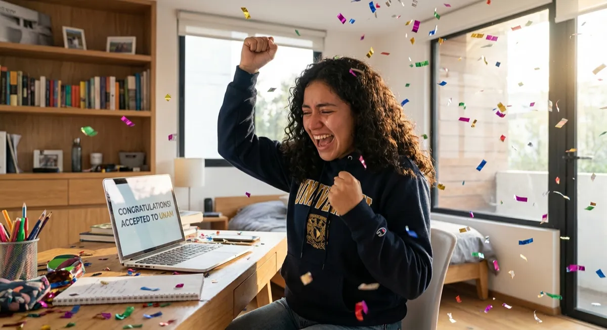 10 carreras con más demanda en la UNAM Estudiante celebrando aceptación a la UNAM