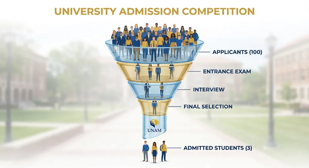 10 carreras con más demanda en la UNAM Tasa de aceptación UNAM - Solo 3 de cada 100 entran a Medicina